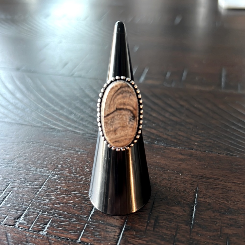 NEW! Natural Stone Ring In 925 Overlay Size 4